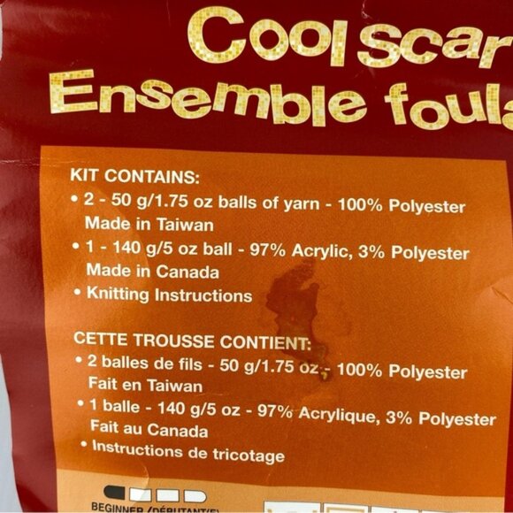 Bernat Cool Scarf Kit for Red Knit Scarf NEW - Picture 4 of 9